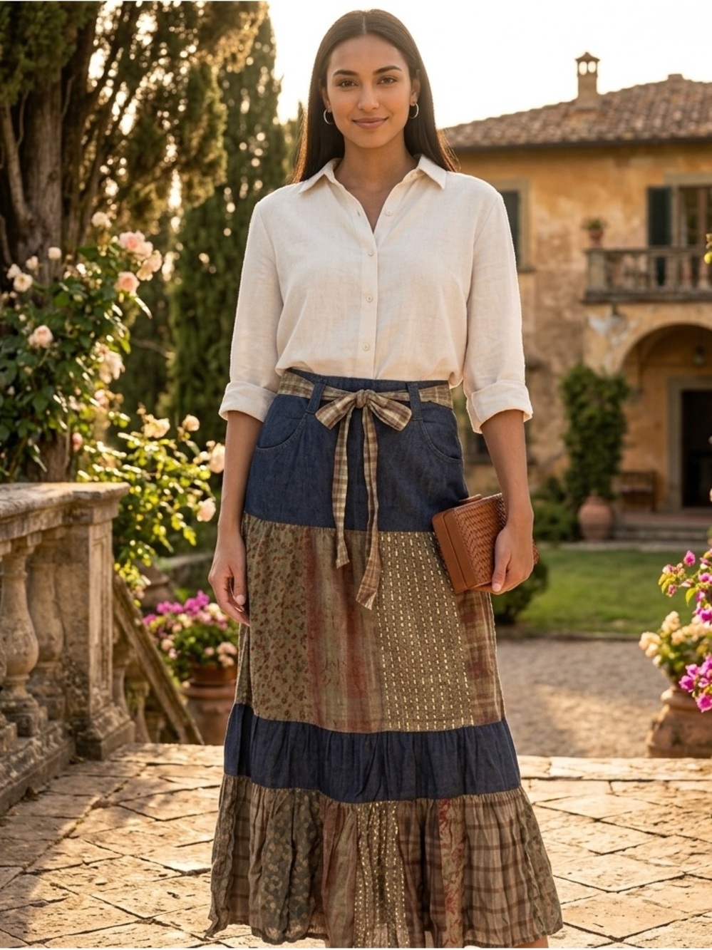 NWT Young Threads Patchwork Skirt-Size Small- Boho Aesthetic